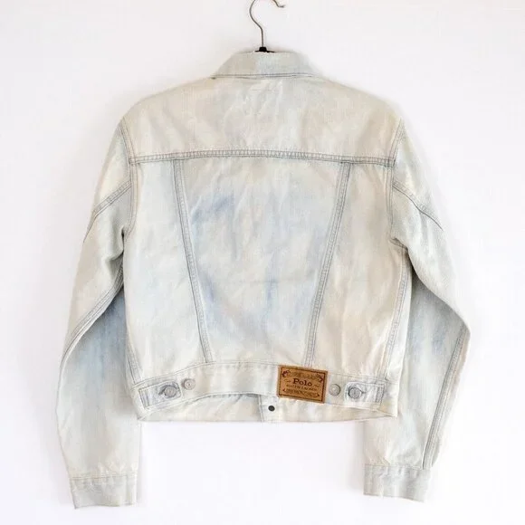 Polo Ralph Lauren Womens Jacket Blue Stone Wash Denim Distressed Trucker NWOT XS - Picture 2 of 7